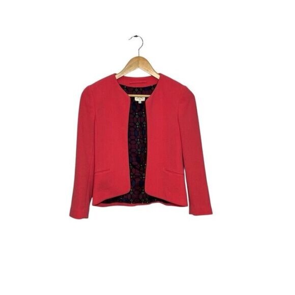 Aritzia Wilfred Women's Size 0 Long Sleeve Exquis Crepe Open Front Blazer Coral - Picture 1 of 13